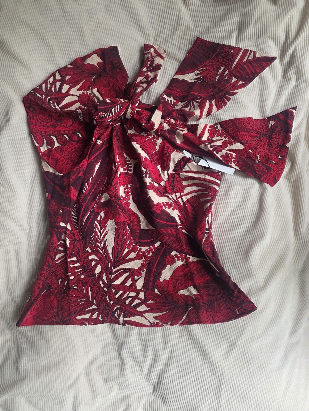 H&M Strap-detail One-shoulder Top Floral Red Paysley Bnwt - Picture 15 of 16